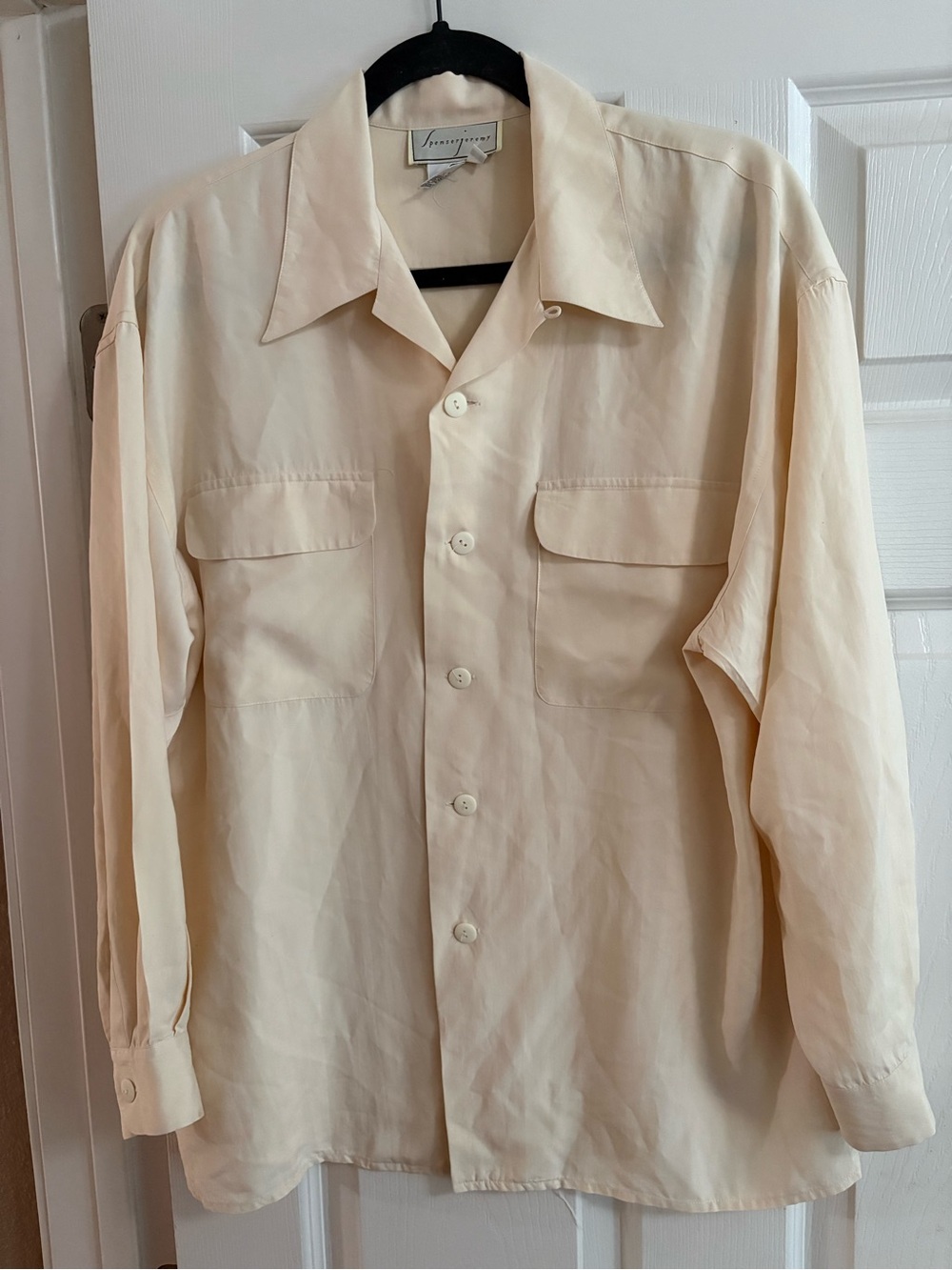 100% Silk Spenser Jeremy button up blouse top quiet luxury minimalist vintage M